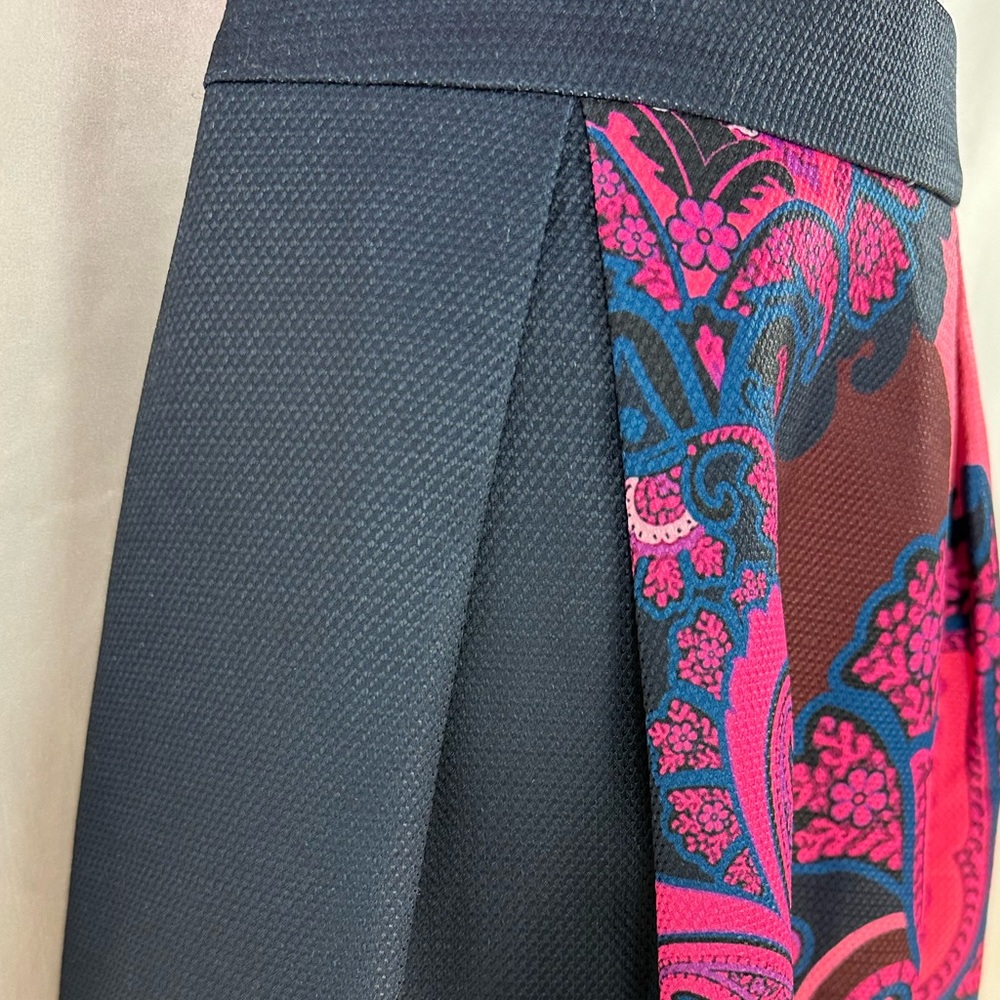 TED BAKER LONDON Oriental Paisley A Line Skirt Navy and Pink Luxury Gold Zip 2-4 - Picture 5 of 10